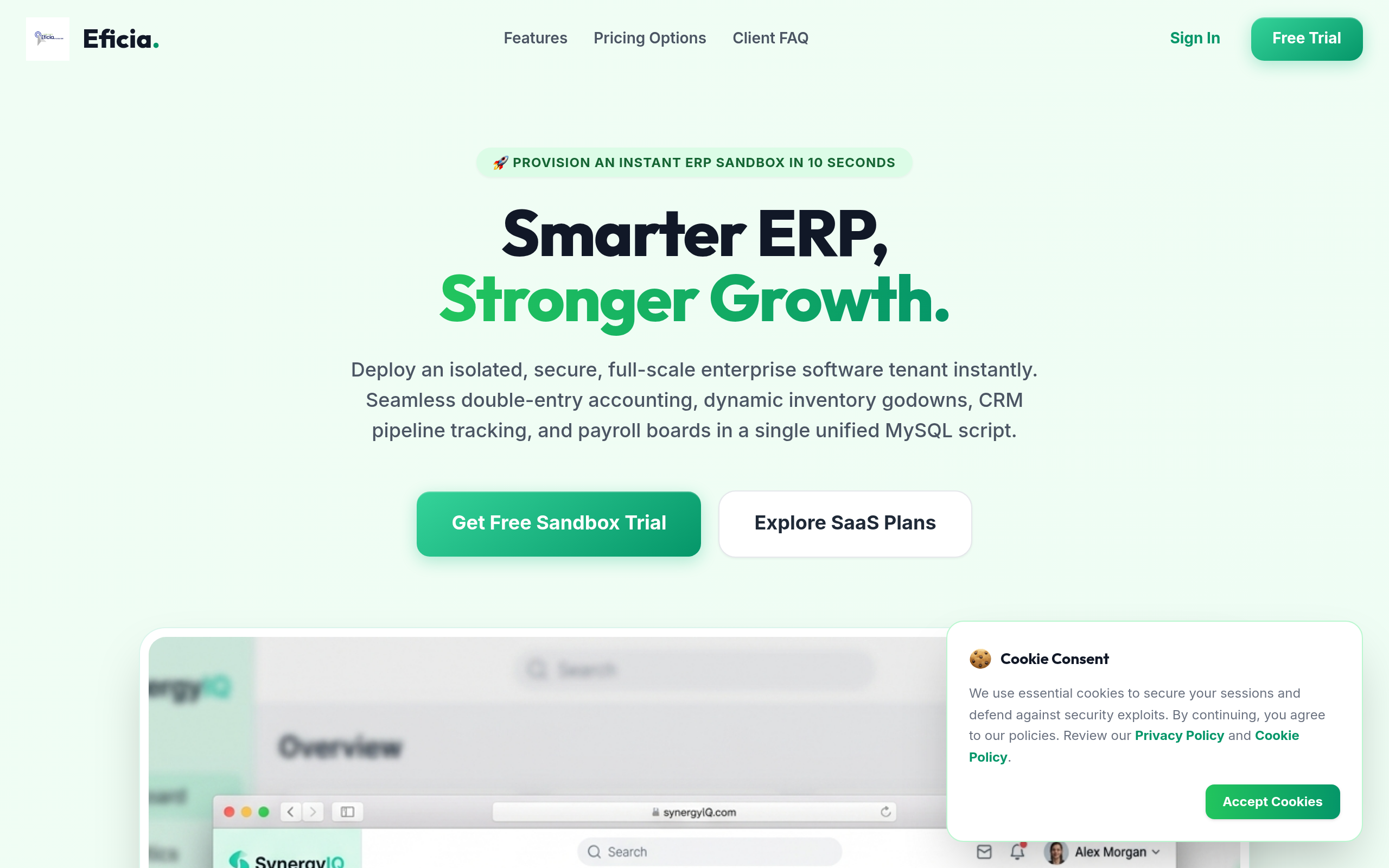 Eficia ERP - Smarter ERP, Stronger Growth Mockup