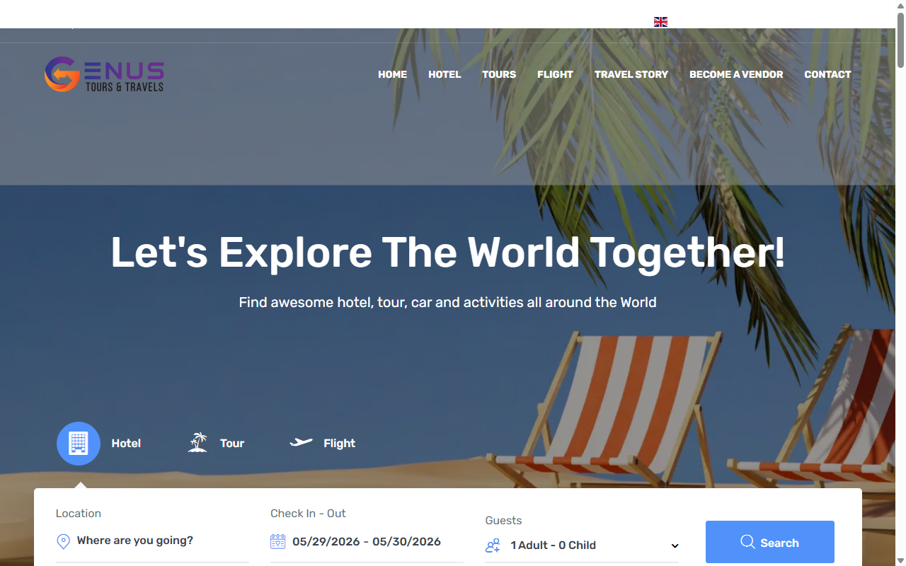 Genus Tours & Travels Agency Portal Mockup