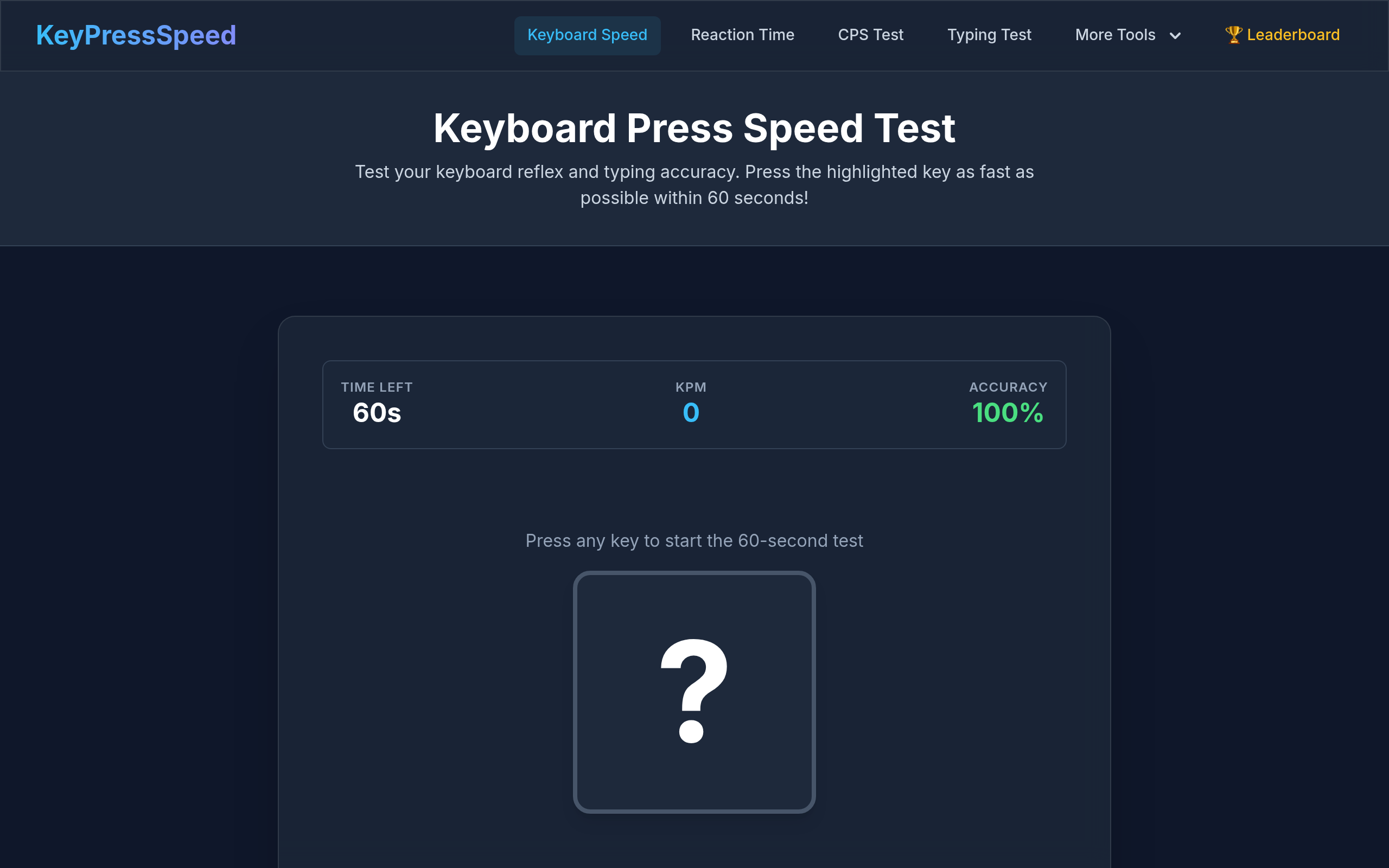 KeyPressSpeed – Keyboard Speed Typing Test Mockup