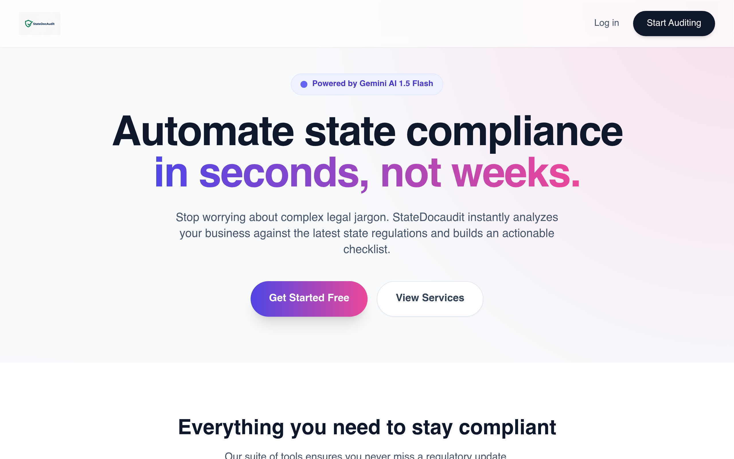 StateDocAudit – AI Powered Compliance scanner Mockup