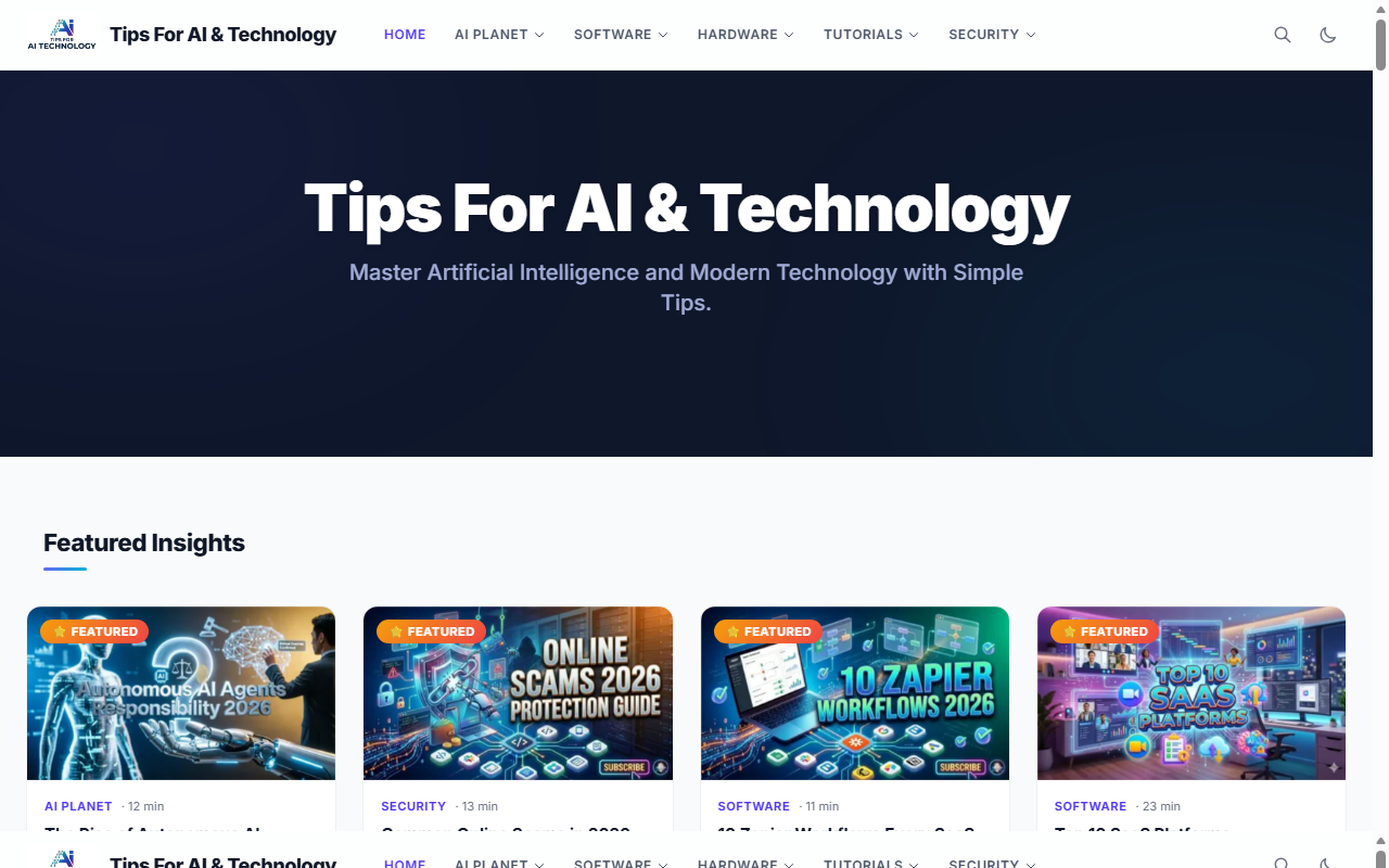 Tips For AI & Technology Hub Mockup